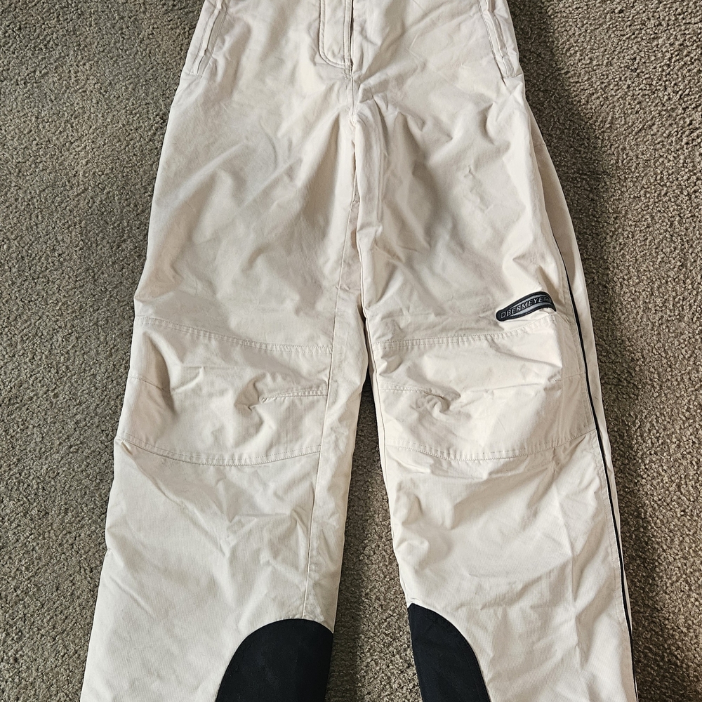Obermyer Cream Snowboard Pants with Black Accents, Girls Size 16